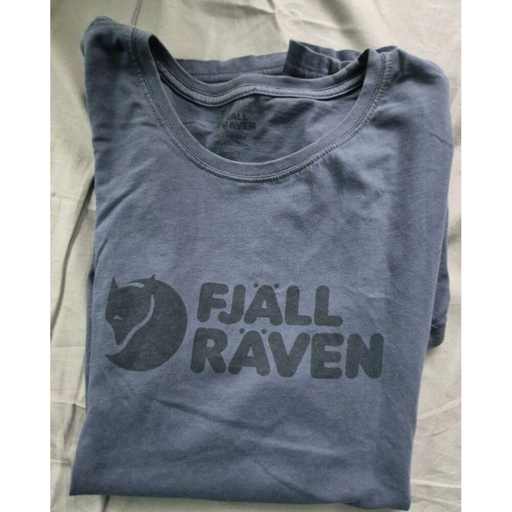 Fjallraven Logo T Shirt Men's Size Medium Blue Melange Color Crew Neck